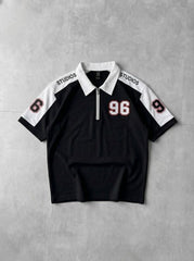 96 Front back Embosed Printed Zip Polo