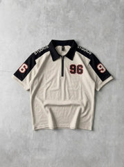 96 Front back Embosed Printed Zip Polo
