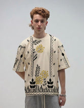 All Over Graphic Drop Shoulder T-Shirt – Printed Cotton Jersey Oversized Tee