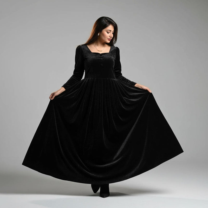 Elegant Valvet button frock