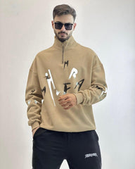 Letter Printed Mockneck Sweatshirt